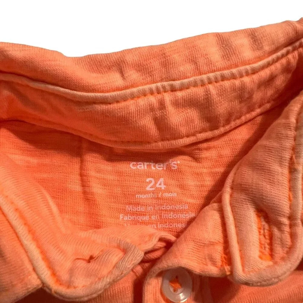 Carter's 24m Orange Shark Slub Cotton Polo Shirt